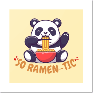 Panda eating ramen Posters and Art